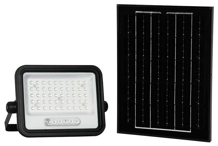Proiector solar LED cu dimmer, 100W, 3,2V, IP65, 5000 mAh, negru + telecomandă