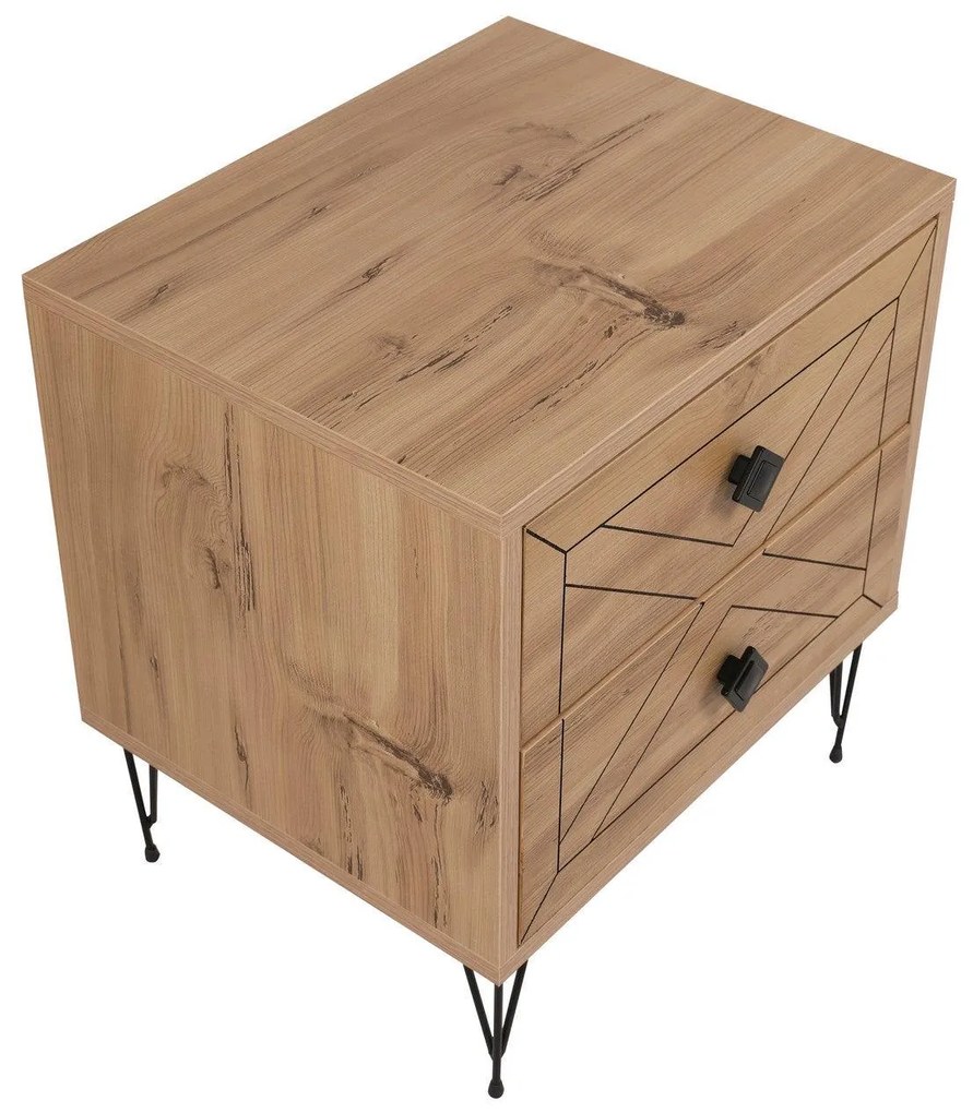 Noptiera Glynn Nightstand, Crem, 40x55x50 cm