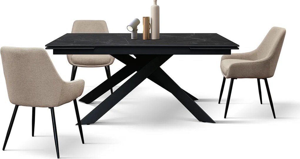 Masa ceramica extensibila Calacatta 160 cm/ 90 cm/ h76 cm