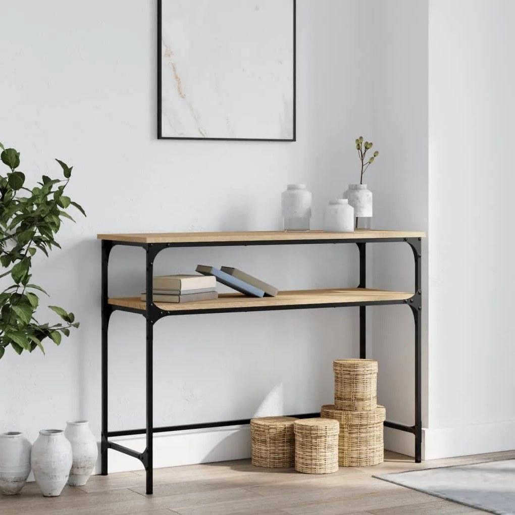 834046 vidaXL Măsuță consolă, stejar sonoma, 100x35,5x75 cm, lemn prelucrat