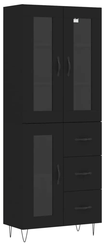 3198626 vidaXL Dulap înalt, negru, 69,5x34x180 cm, lemn compozit