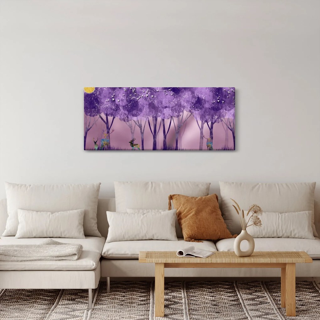 Tablou - Cerbi în pădurea magică (120x50 cm)
