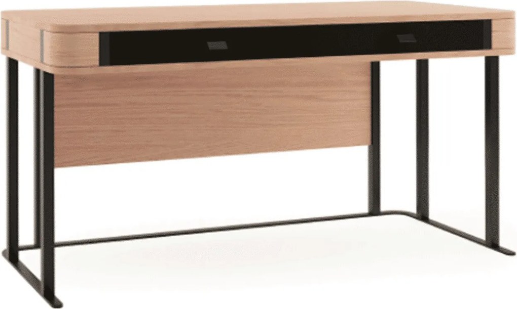 Birou lemn masiv natur Galen Negru-, 140 × 68 × 77 cm