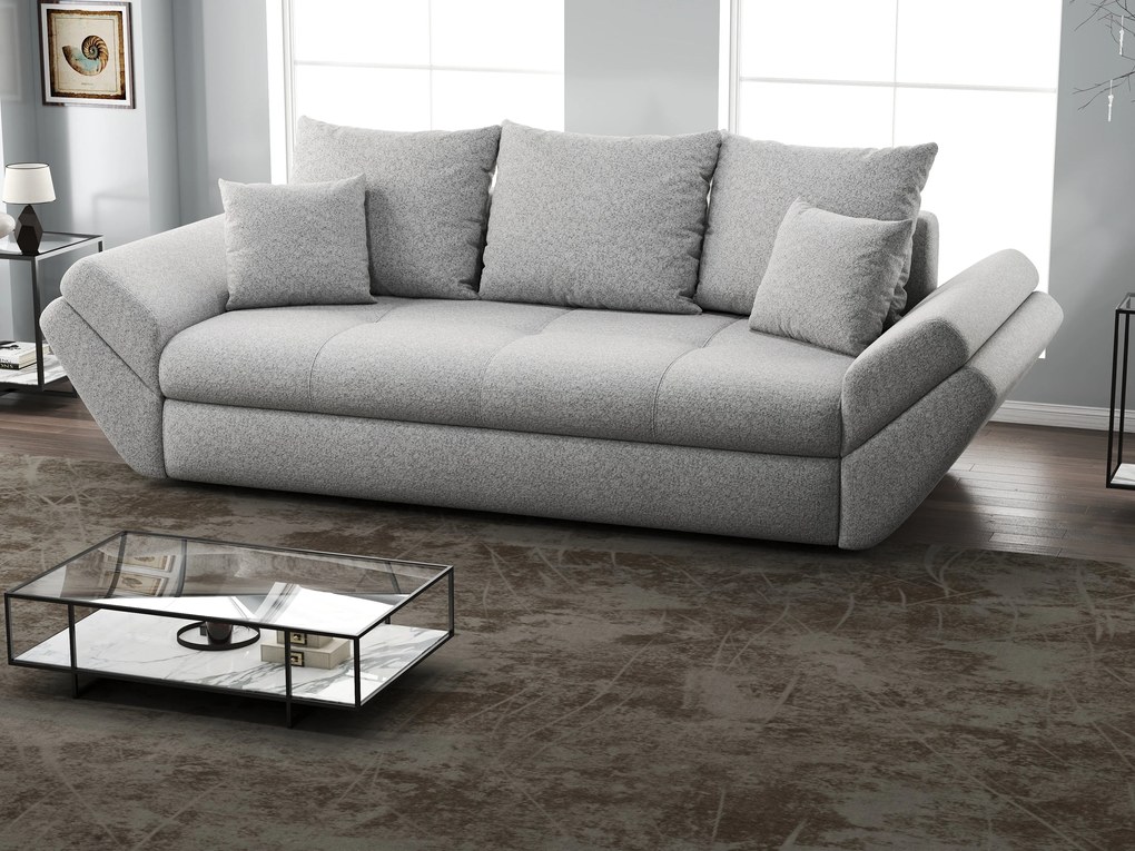 Canapea extensibilă dumonde cu ladă de depozitare si sezut confortabil din spuma high-density, Loana Euphoria Dove 250x100 cm