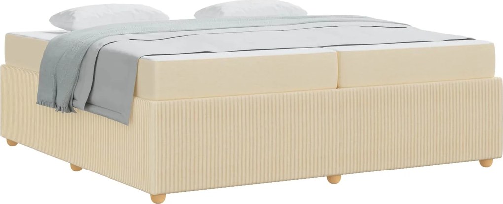 vidaXL Cadru de pat cu saltea Crem 200 x 200 cm țesătură