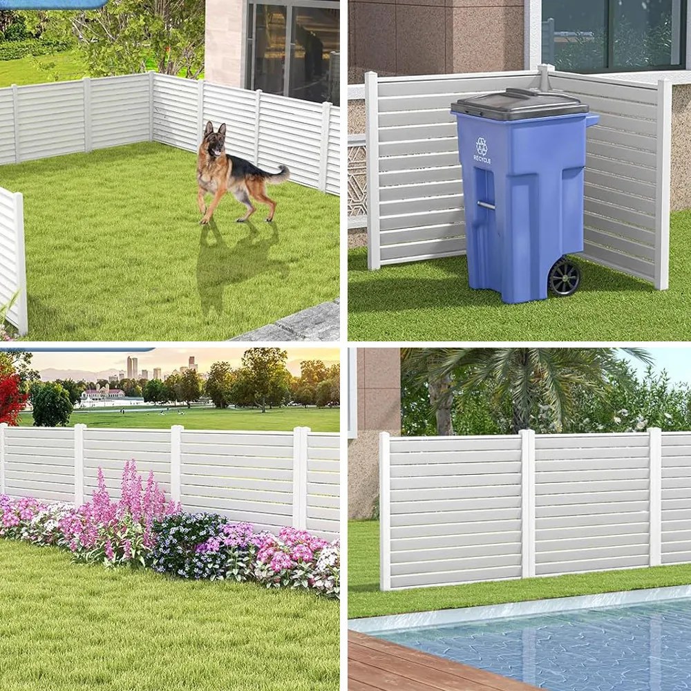 Panou de gard cu țăruș, 122x122 cm, set 2 bucăți, alb