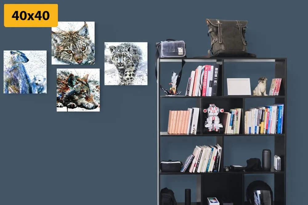 Set tablouri animale în design interesant de acuarelă