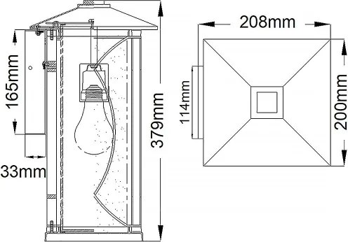 Quintiesse QN-ASHBERN-M - Aplică de perete pentru exterior ASHBERN M, 1xE27/60W/230V, IP44
