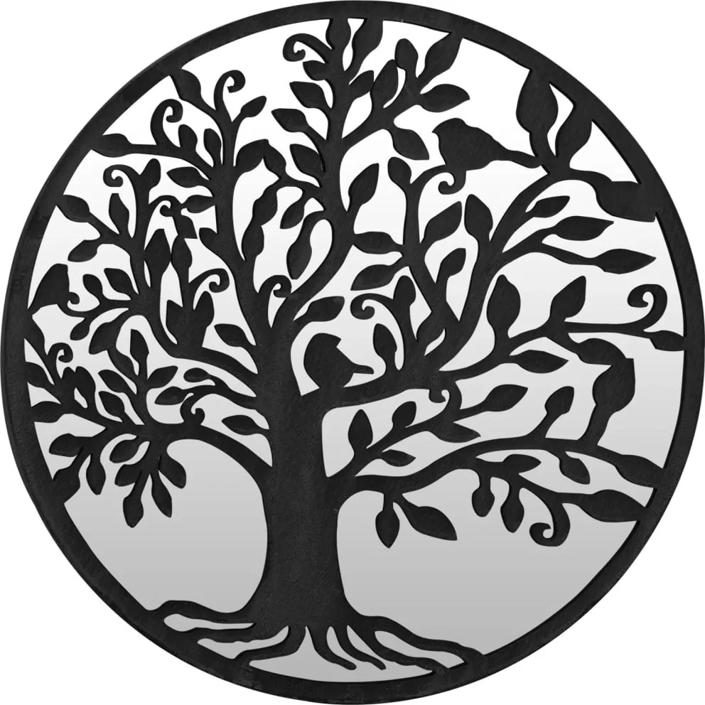 vidaXL Oglindă de grădină rotundă, negru, 60x2,5 cm, fier, uz exterior