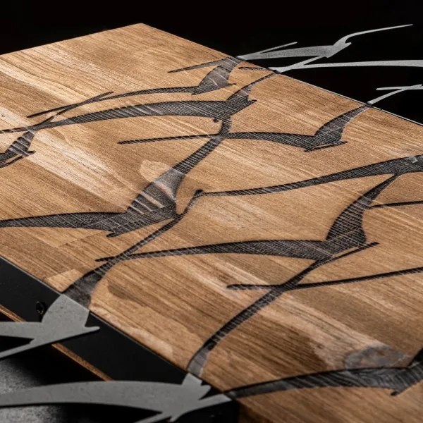 Decorațiune de perete 86x58 cm lemn/metal păsări