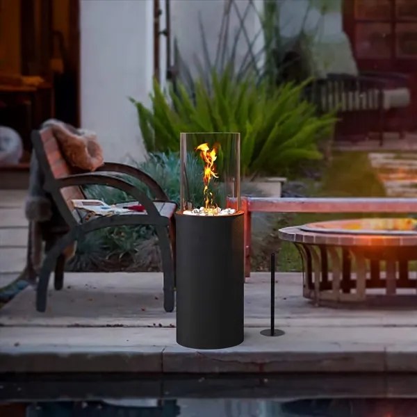 Șemineu pe bioetanol ROMA 26,5x80,5 cm 2kW negru + husă de protecție