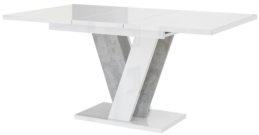 Masă de sufragerie Venag (alb lucios + piatră) (pentru 4 până la 6 persoane). 1055271