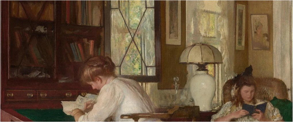 Tablou - Edmund Tarbell, Josephine and Mercie, reproducere (120x50 cm)