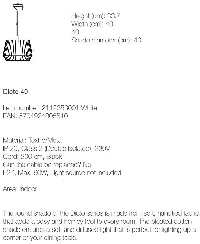 Pendul design modern DICTE 40 alb 2112353001 NL