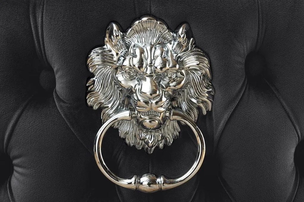 Set 2 scaune Stil Baroc, Catifea, Lemn, Negru, CASTLE DELUXE