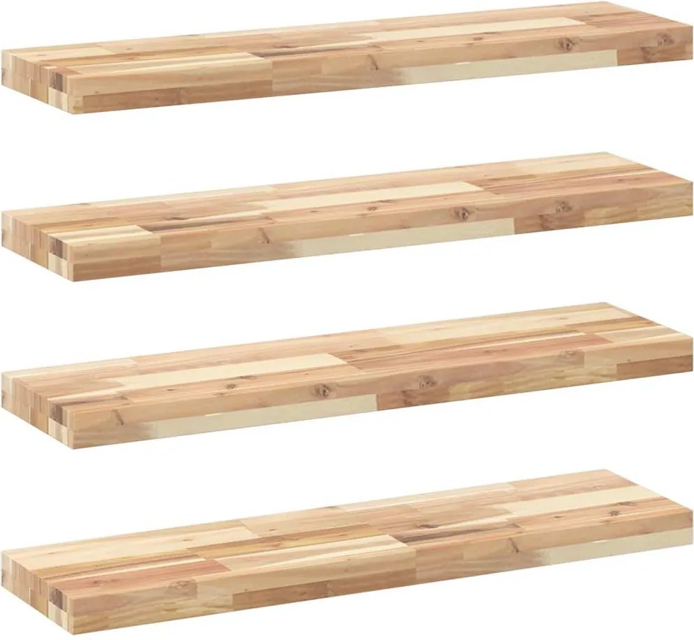 vidaXL Rafturi plutitoare 4 buc. 100x20x4cm lemn masiv acacia netratat