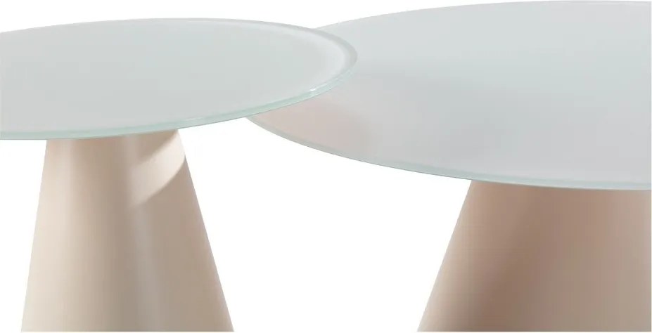 Măsuțe de cafea crem 2 buc. rotunde cu blat din sticlă ø 80 cm Vida – MOME
