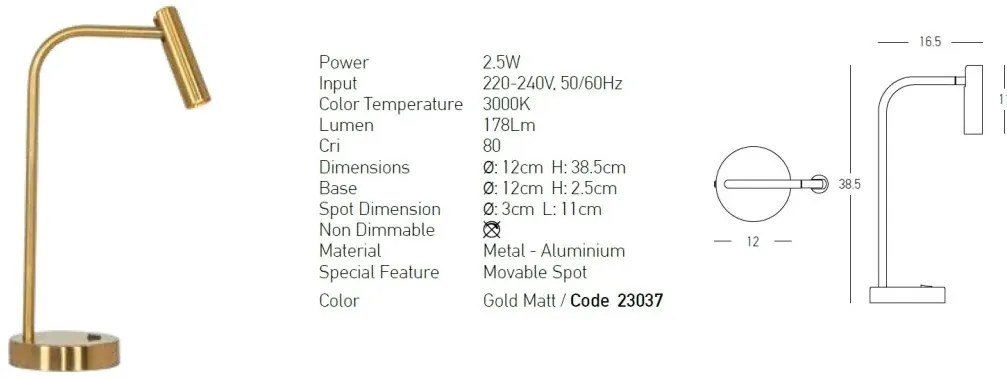 Veioza/Lampa LED moderna stil minimalist Tiny aurie