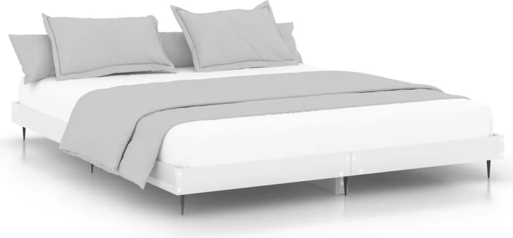 vidaXL Cadru de pat, alb extralucios, 180x200 cm, lemn prelucrat