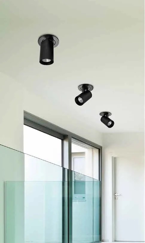 Spot LED directionabil, incastrabil tavan/plafon Luna 7W alb/negru ZZ AZ3396