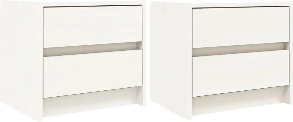 vidaXL Noptiere, 2 buc., alb, 40x31x35,5 cm, lemn masiv de pin