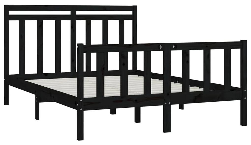 Cadru de pat 5FT King Size,negru ,150x200 cm,lemn masiv de pin Negru, 150 x 200 cm
