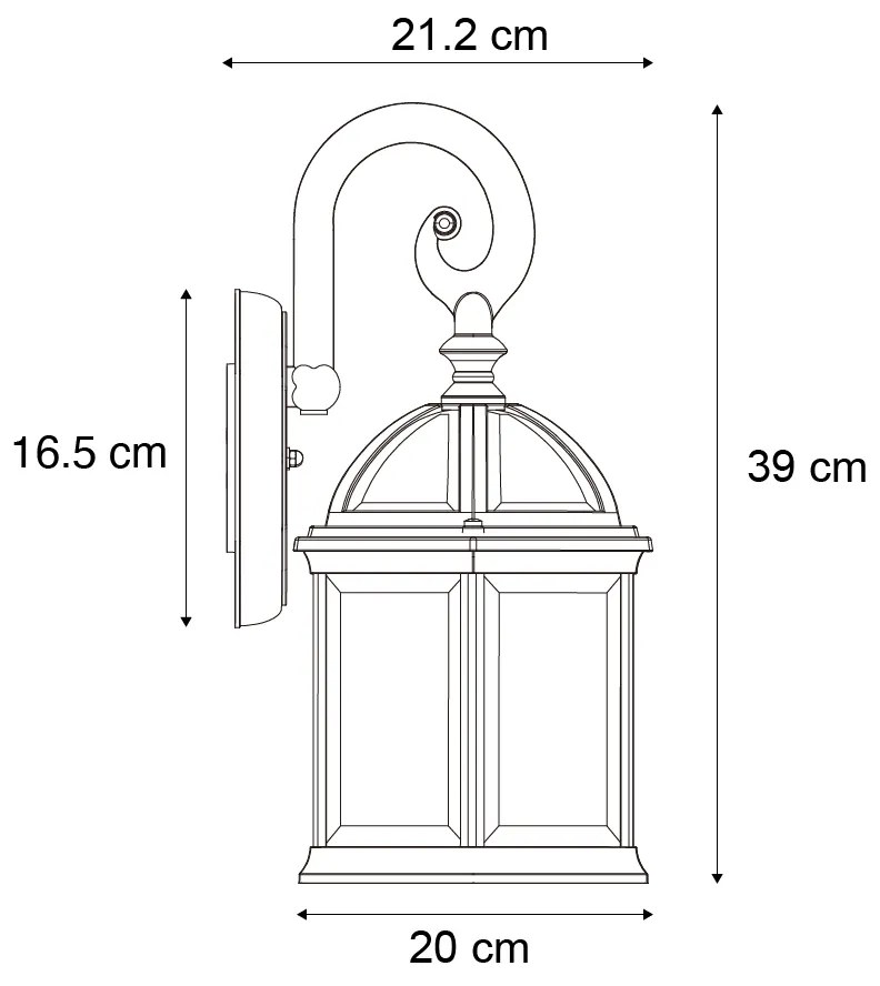 Lampă clasică de perete pentru exterior verde antic IP44 - Glasgow