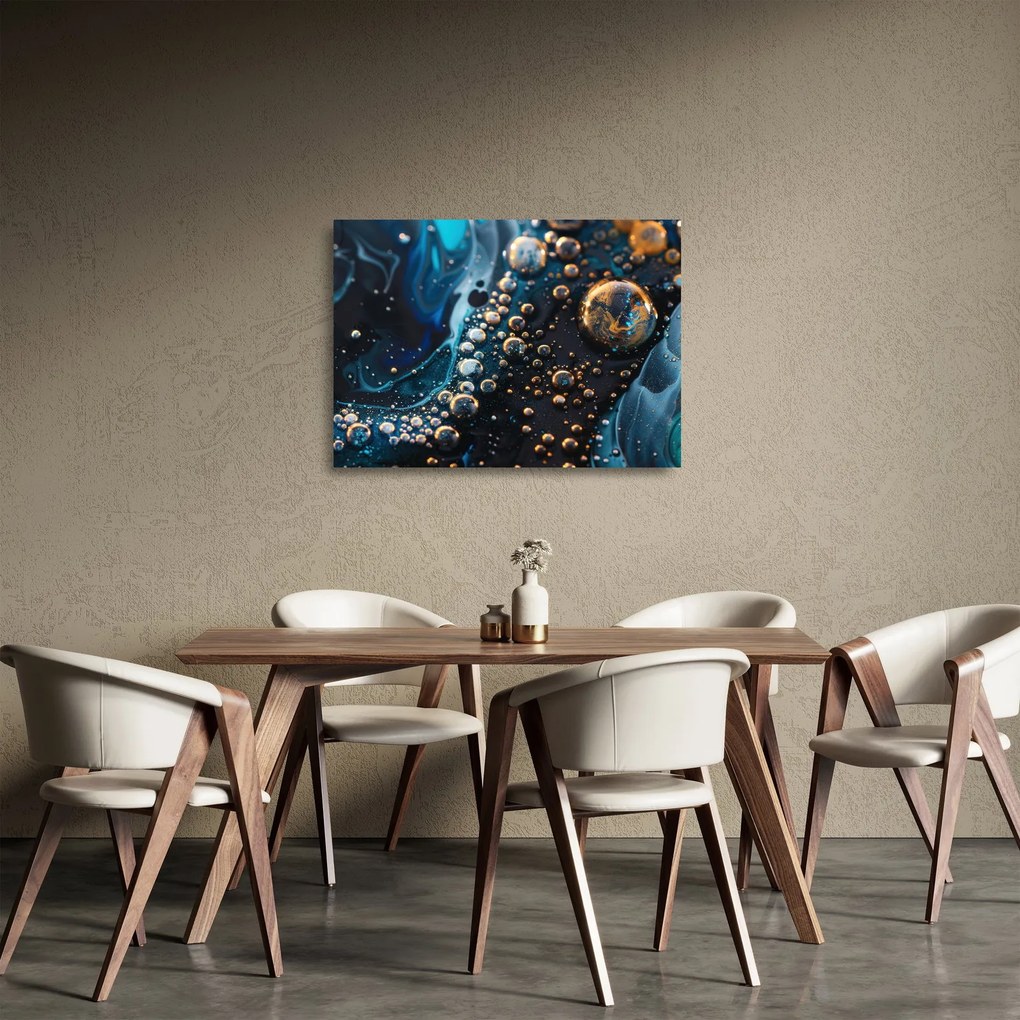 Tablou pe sticlă - Picături de cerneală (70x50 cm)