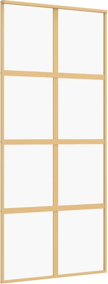 vidaXL Ușă glisantă, auriu, 90x205 cm, sticlă ESG mată și aluminiu