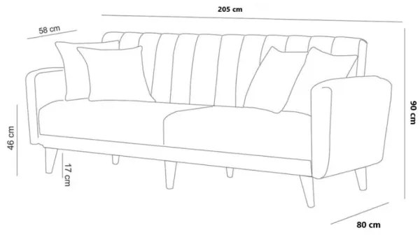 Canapea extensibilă KITO, 2 locuri, crem