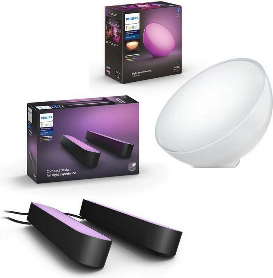 Philips - SET 2x lămpi de masă LED RGB reglabile Hue PLAY 6W/230V + lampă de masă GO