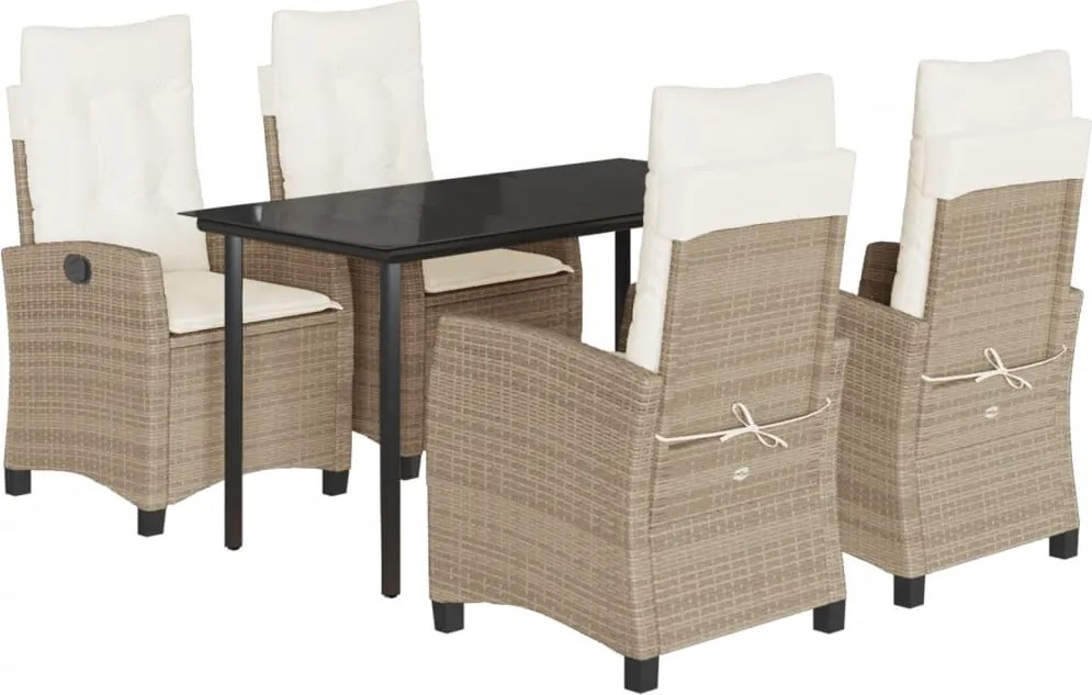 vidaXL Set mobilier de grădină cu perne, 5 piese, bej, poliratan