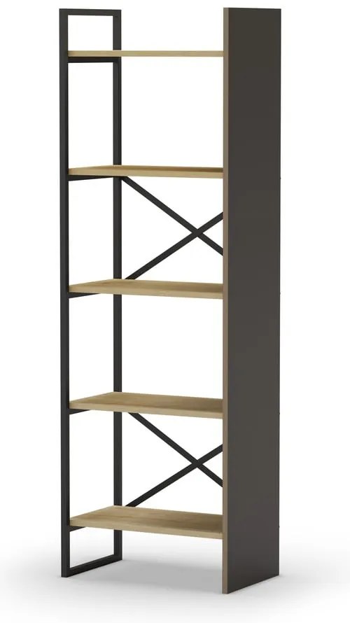 Bibliotecă în culoare naturală cu aspect de lemn de stejar 58x175 cm Ara – Marckeric