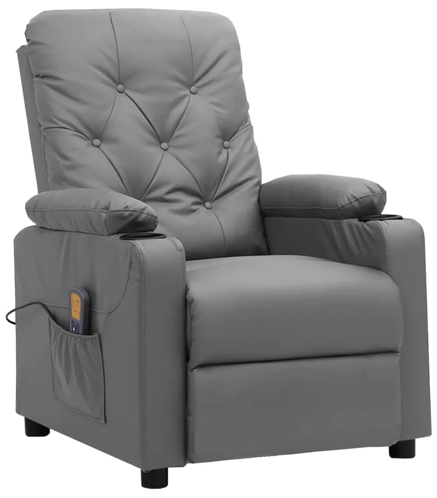 3093508 vidaXL Fotoliu rabatabil cu ridicare, gri, piele ecologică