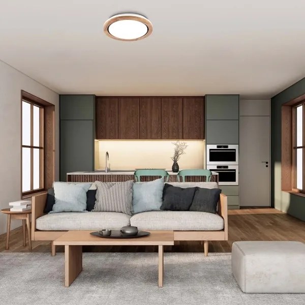 Plafonieră LED pentru baie 24W/230V Ø 39 cm IP44, stejar