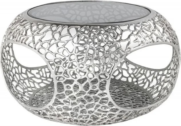 Masuta de cafea design modern Spin 40cm argintiu