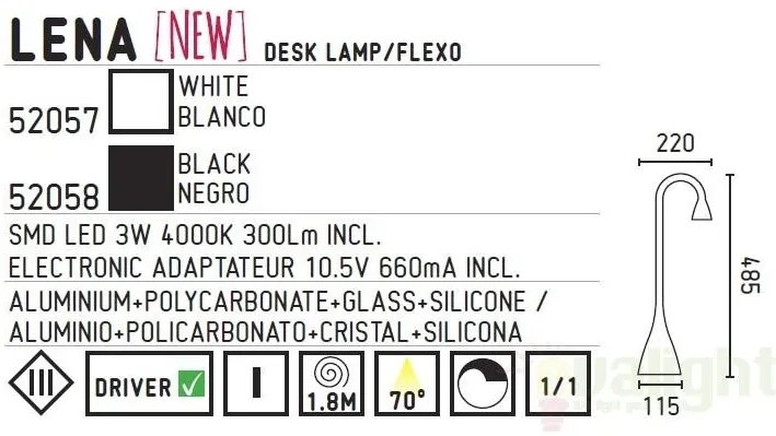 Veioza,Lampa Birou touch, flexibila LED Lena 52057