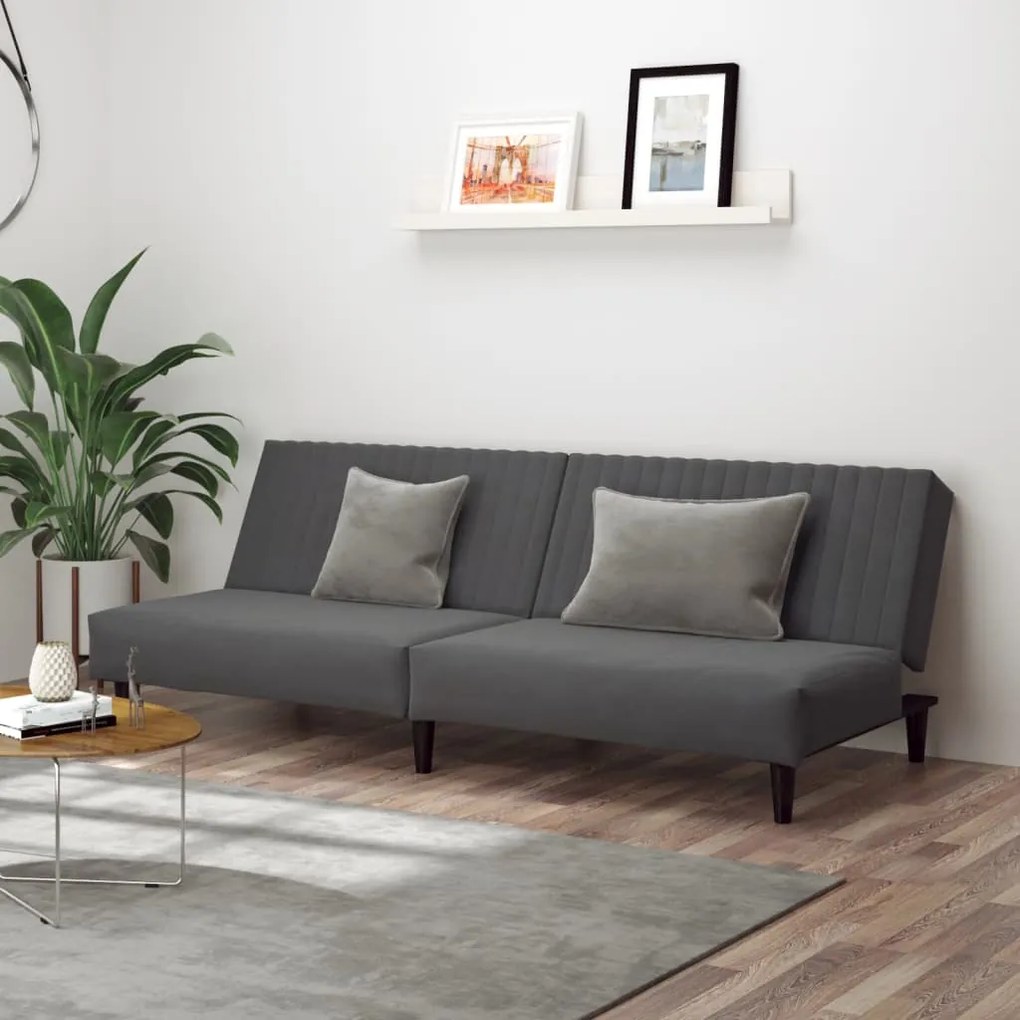 337640 vidaXL Canapea extensibilă cu 2 locuri, gri închis, catifea