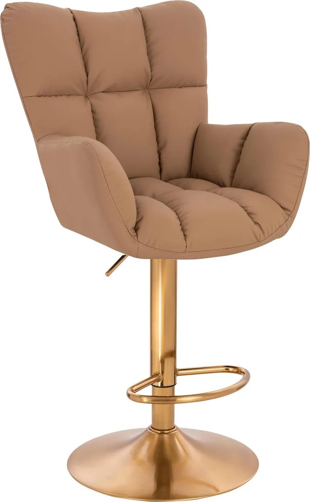 HR650W Scaun Caramel Piele Ecologica Premium Soft cu Bază Aurie