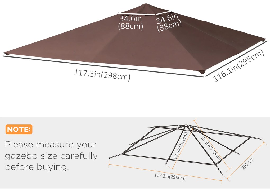 Acoperis de Schimb Outsunny 3x3m, din Poliester. 3x3m | Aosom RO