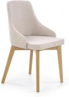 Scaun tapitat cu stofa, cu picioare din lemn de fag Toledo Light Beige / Honey Oak, l51xA55xH82 cm