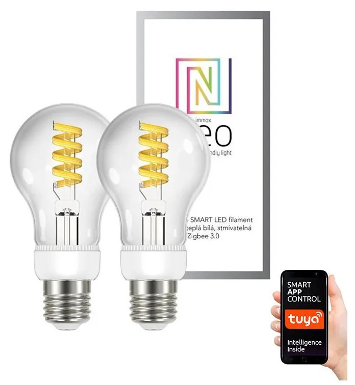 SET 2x bec LED dimabil FILAMENT E27/5W/230V ZigBee 2700-6000K Tuya Immax Neo