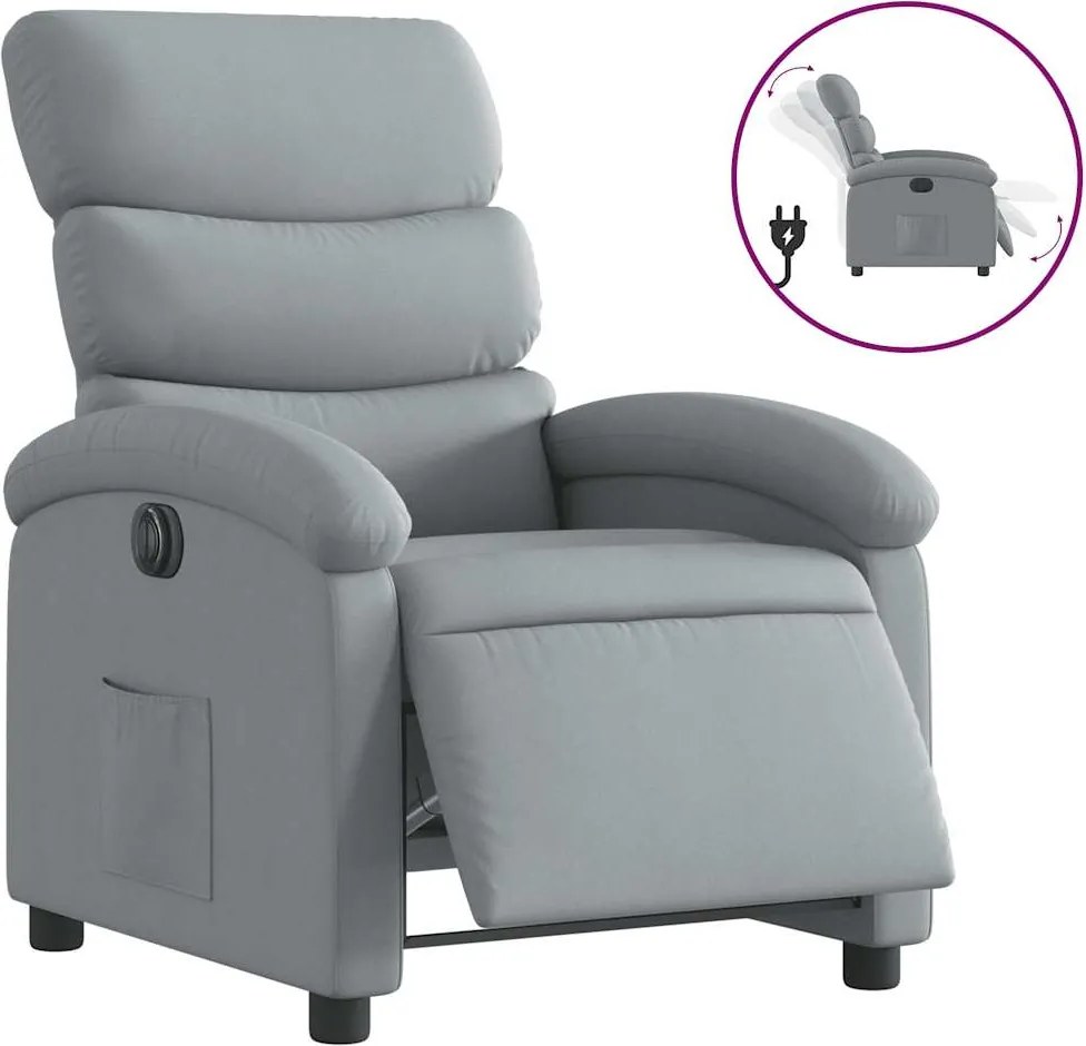 vidaXL Fotoliu rabatabil electric, gri deschis, textil