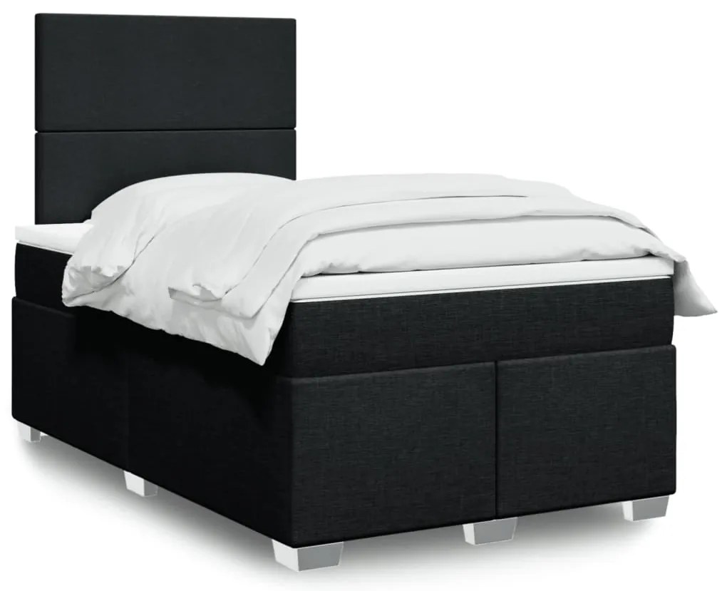 vidaXL Pat box spring cu saltea, negru, 120x190 cm, catifea