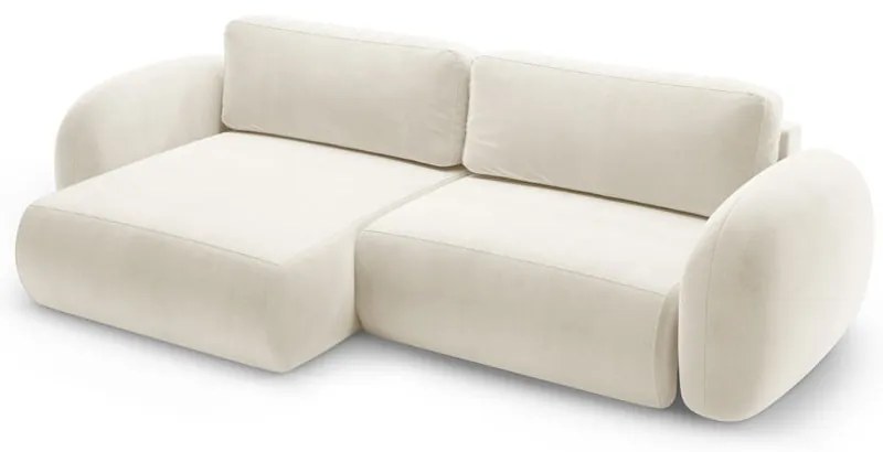 Colțar crem extensibil/cu spațiu de depozitare cu tapițerie din catifea Tonale – Cosmopolitan Design