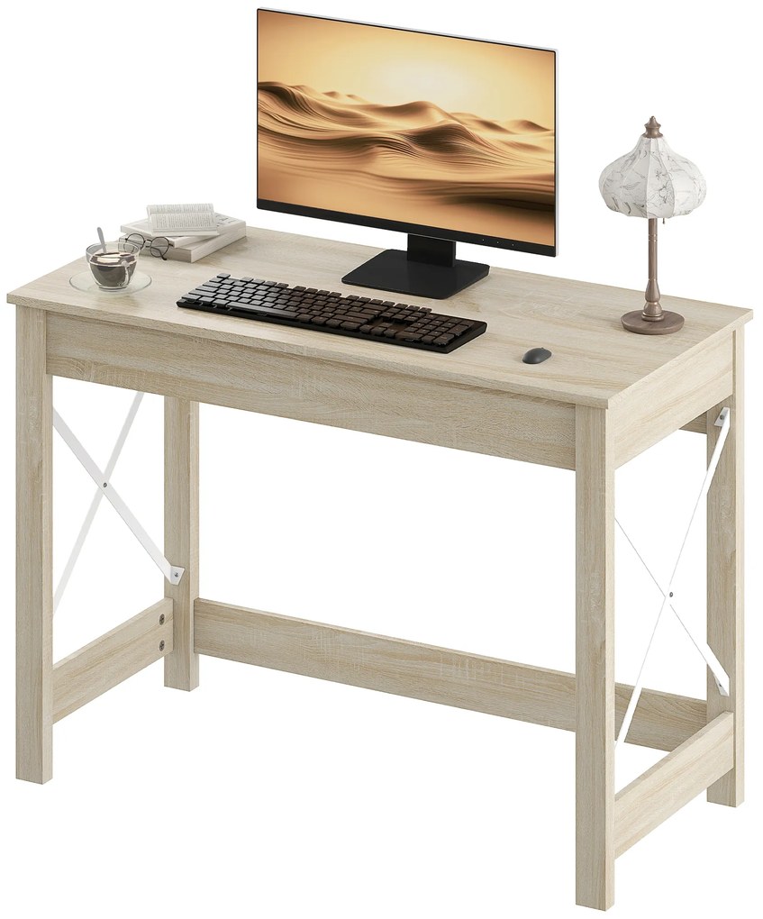 HOMCOM Masă de Birou Modernă Masă de Birou Masă de Calculator Ușor de Asamblat pentru Birou Studiu 105x50x76 cm Natural | Aosom Romania