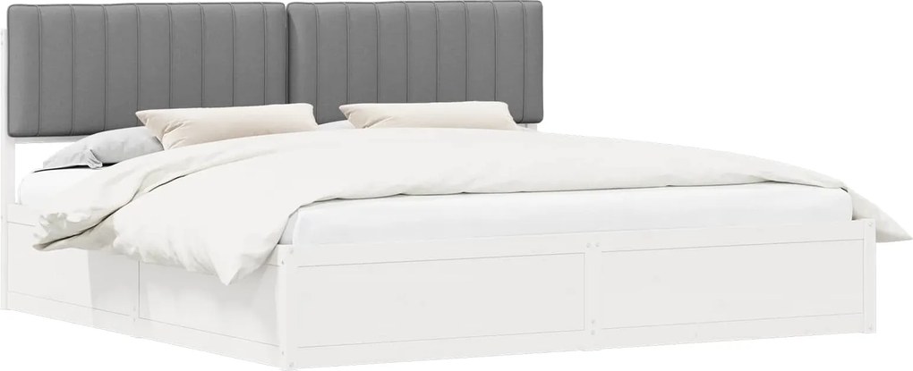 vidaXL Cadru de pat cu tăblie tapițată Gri deschis 200 x 200 cm