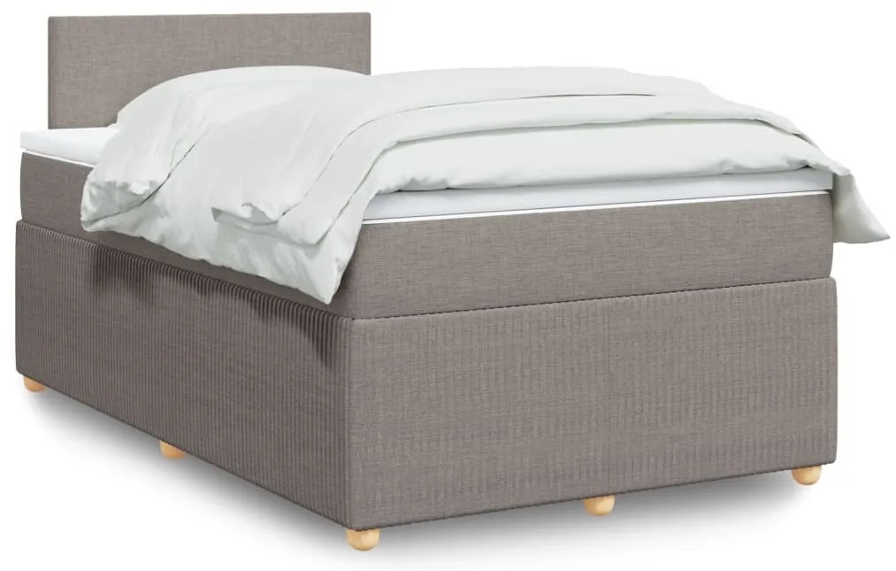 vidaXL Pat box spring cu saltea, taupe, 120x190 cm material textil