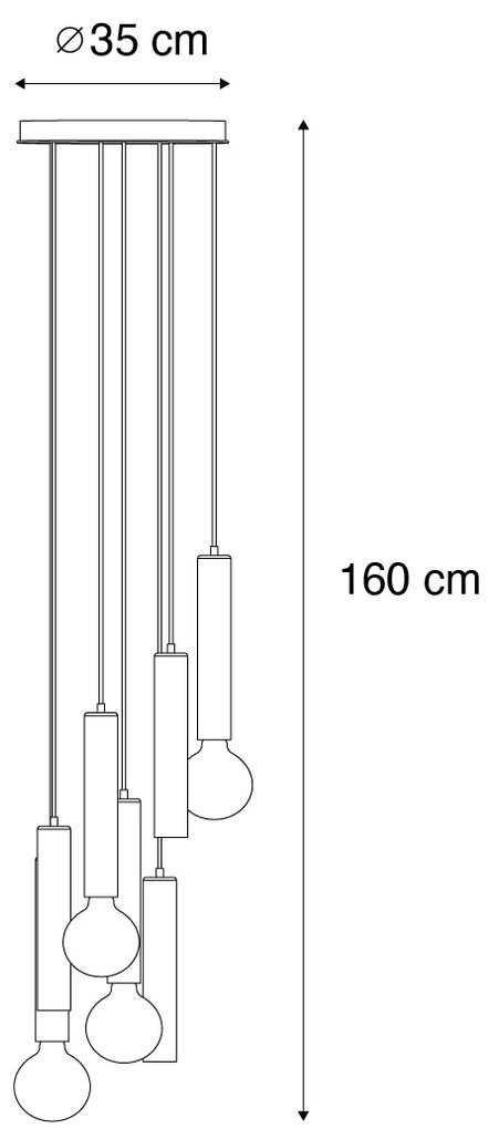 Lampă suspendată de design neagră rotundă cu 7 lumini - Tuba