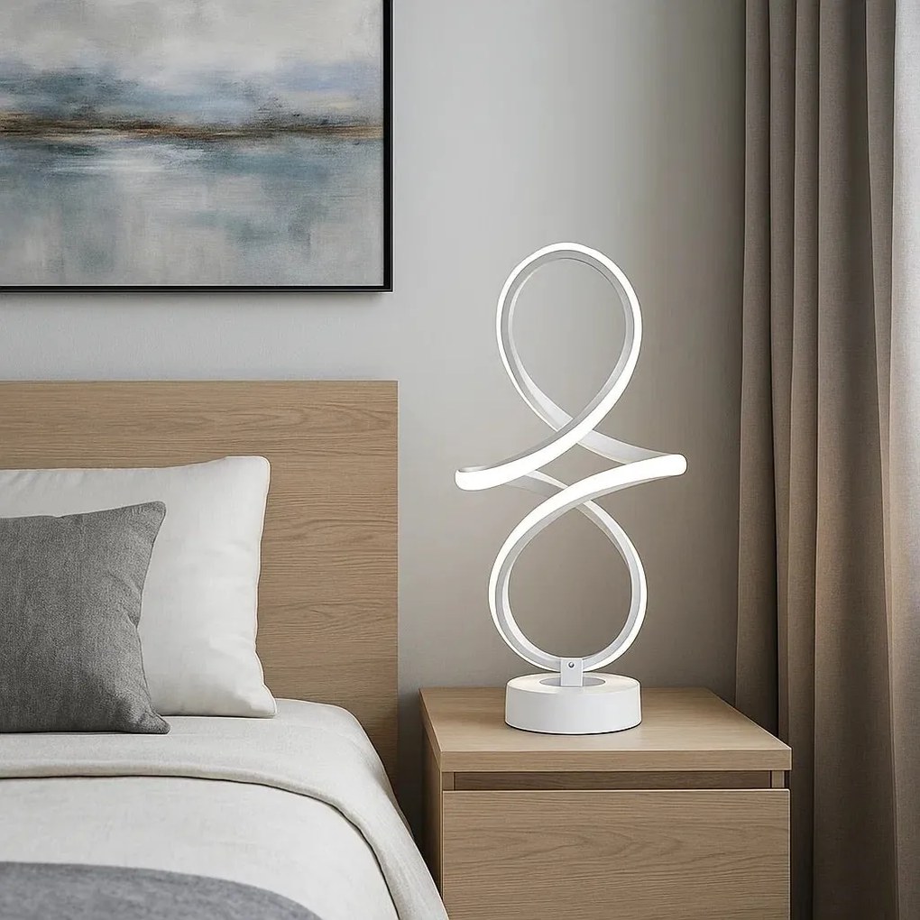 💡 Veioză LED SX8615 WH – Design Infinit, Finisaj Alb Mat